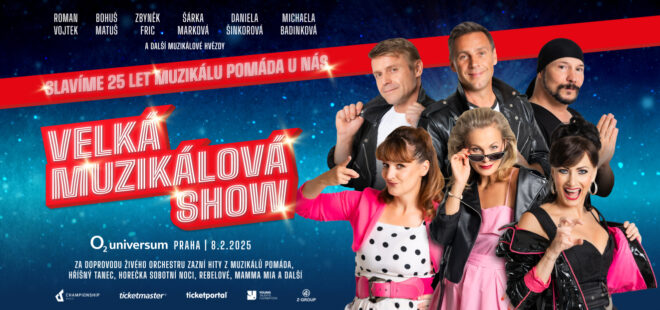 Velká muzikálová show nabídne 8. února 2025 v O2 universu oslavu 25 let muzikálu Pomáda u nás.